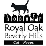 Logo for Royal Oak Beverly Hills Cat Peeps - cat walking on rooftops with letters R O B H C P on houses