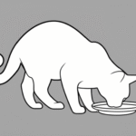 Outline of cat drinking from a saucer of milk